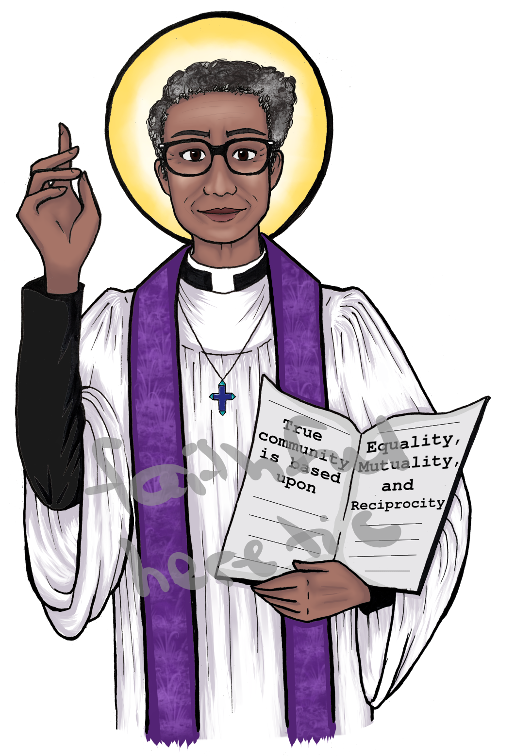 an androgynous black woman wearing priestly vestments